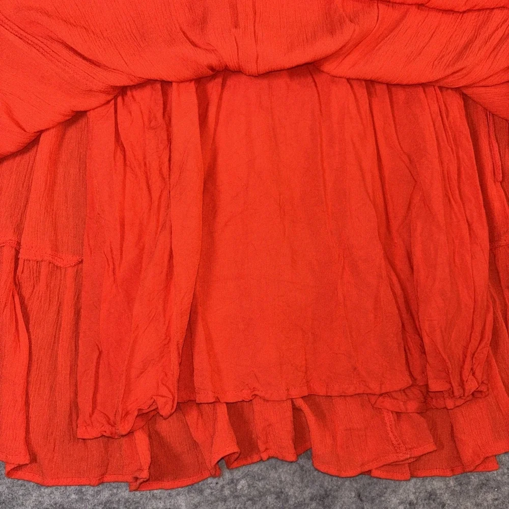 Free People‎ Dress Women's Oversized XS Orange Floral Embroidered Boho Peasant